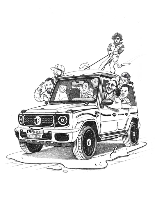 THE FAM KICKS CELEB ROW SKETCH