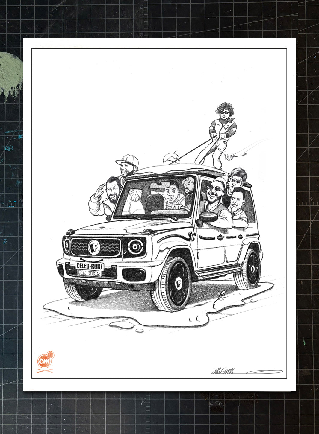 THE FAM KICKS CELEB ROW SKETCH